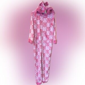 NWT Hello Kitty Pink & White Womens 1-Piece Pajama